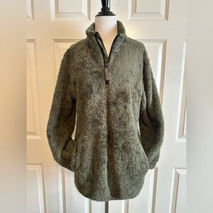 Goodfellow Olive Green Shaggy Fleece Oversized Quarter Zip Pullover